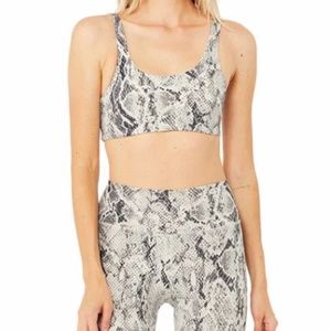 Alo Yoga High Waist Vapor Snakeskin Leggings & Sports Bra Size XS